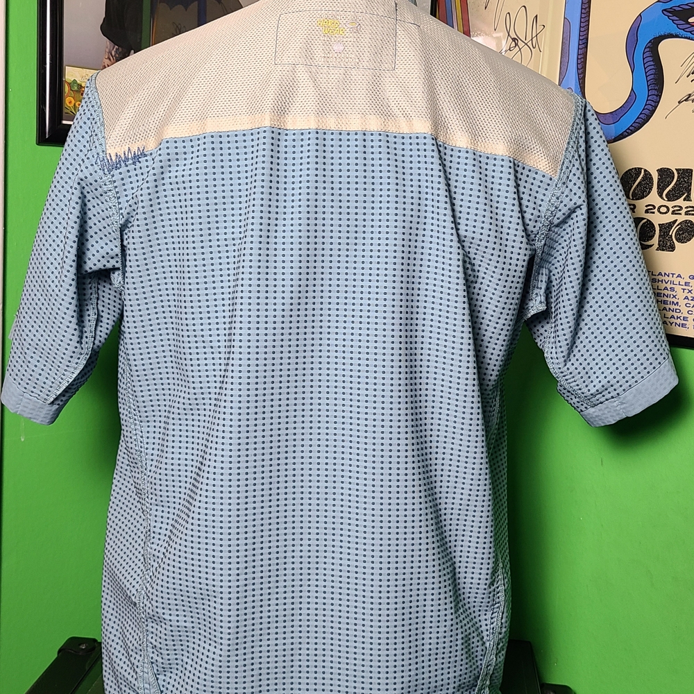 Mountain Hardwear Men’s Short Sleeve Fishing Hiking Shirt Blue Vented Size M - Picture 6 of 10